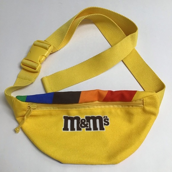 M&M’s Candy Fanny Pack Sling Belt Purse Yellow Rainbow Adjust Zip Adult Travel - Picture 6 of 13